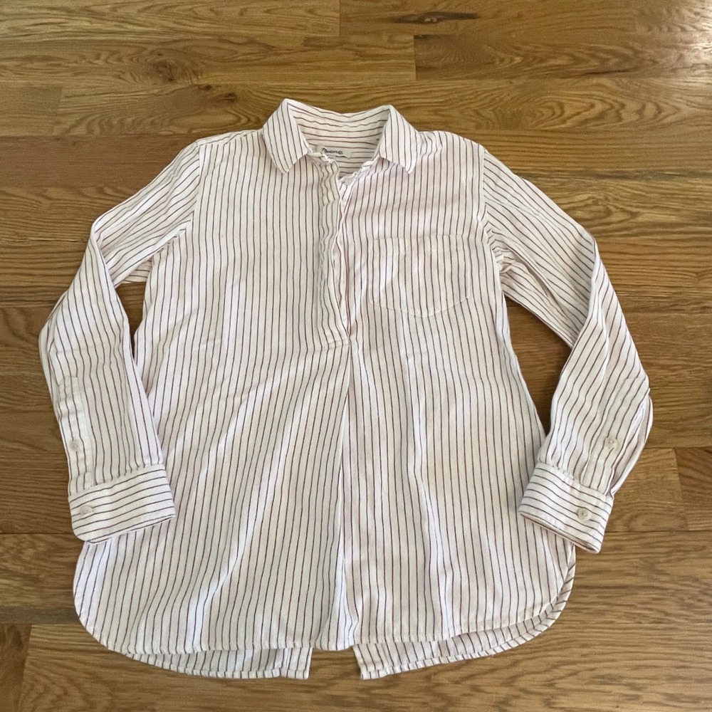 Madewell Striped Cotton Tunic Shirt Top Blouse XXS